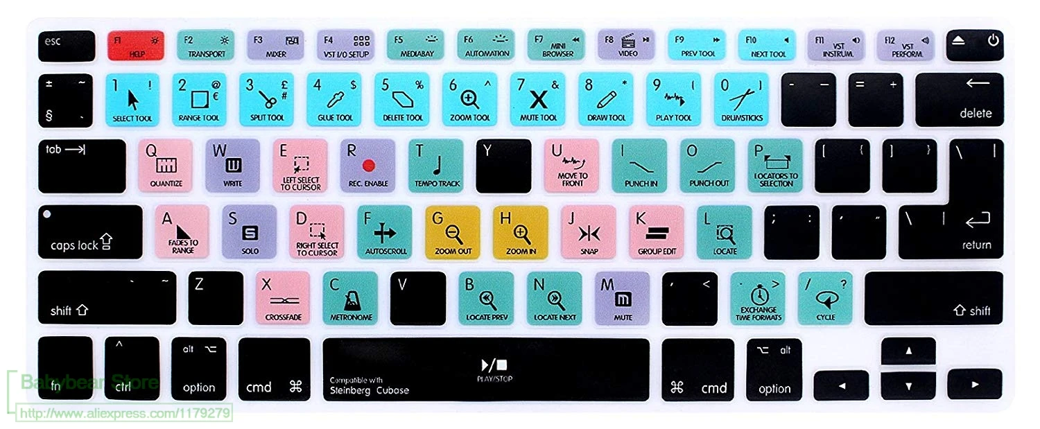 Steinberg Cubase горячие клавиши Клавиатура Обложка силиконовая кожа для старого Macbook Pro