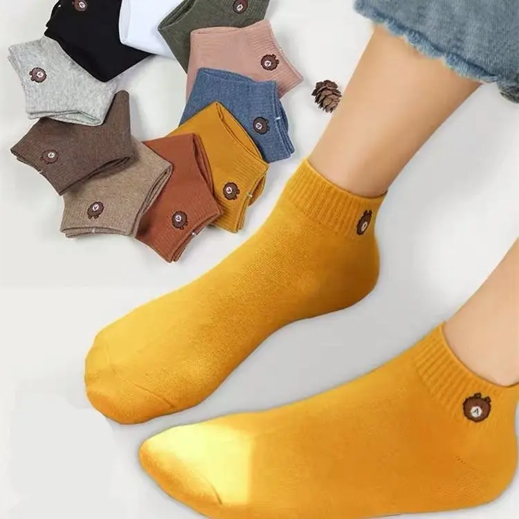 SP& CITY/10 пар, женские носки до щиколотки с рисунком из мультфильма Харадзюку, хлопковые короткие носки с милыми животными, Ins style, носки с медведем для студентов, дешевые носки для девочек