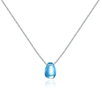 fashion silver plated necklace for girl birthday accessories fashion water drop blue pendants necklace women jewelry