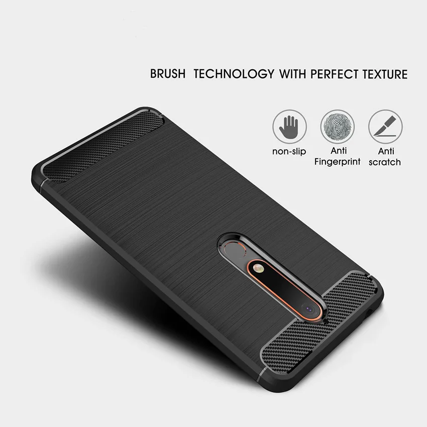 Роскошный мягкий карбоновый чехол для Nokia 6 1 2018 силиконовый задней панели
