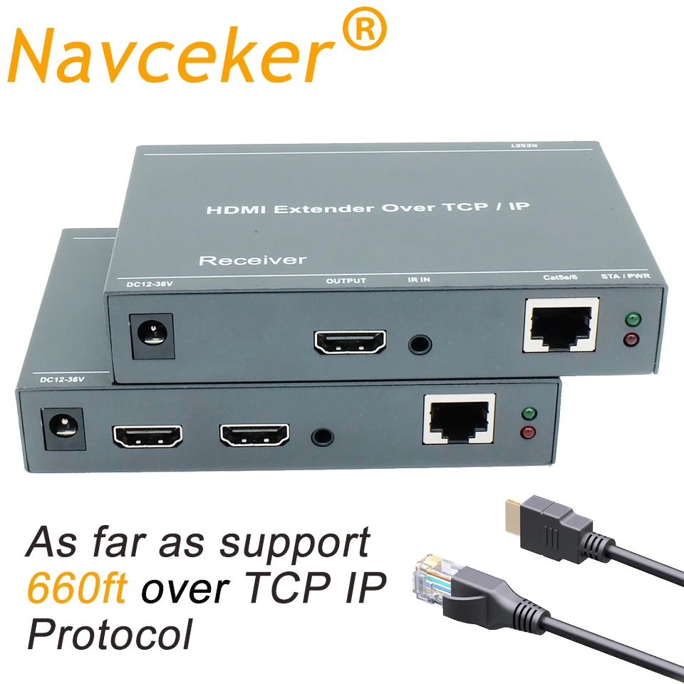 ZY DT212L Navceker 200m IP HDMI удлинитель с IR & Loop выход 1080P RJ45 порты передатчик приемник по