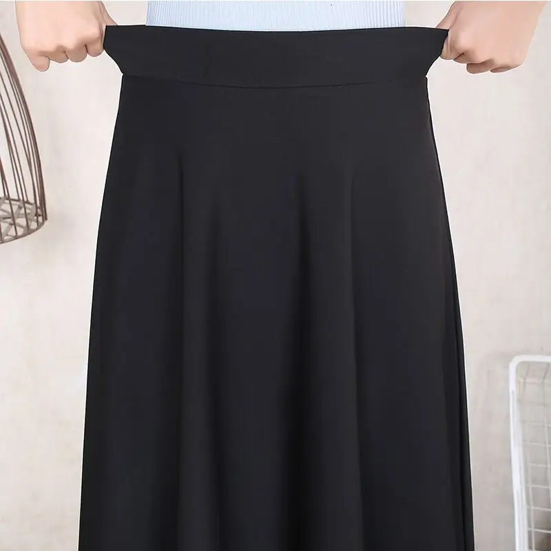Весенняя эластичная юбка с высокой талией длинная Плиссированная красная Черная