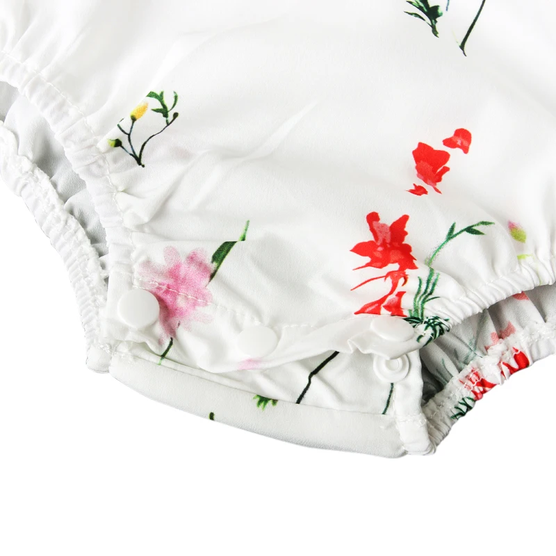 2017 Летний комбинезон для новорожденных белый с цветочным рисунком маленьких