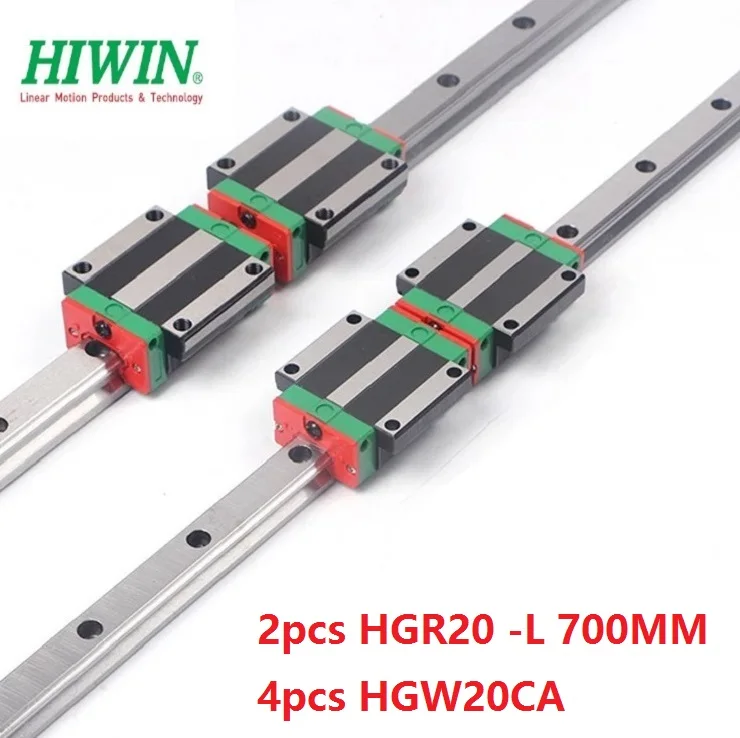 

2pcs Taiwan Hiwin linear guide rail HGR20 -L 700MM + 4pcs HGW20CA/HGW20CC linear flanged blocks Carriage for cnc