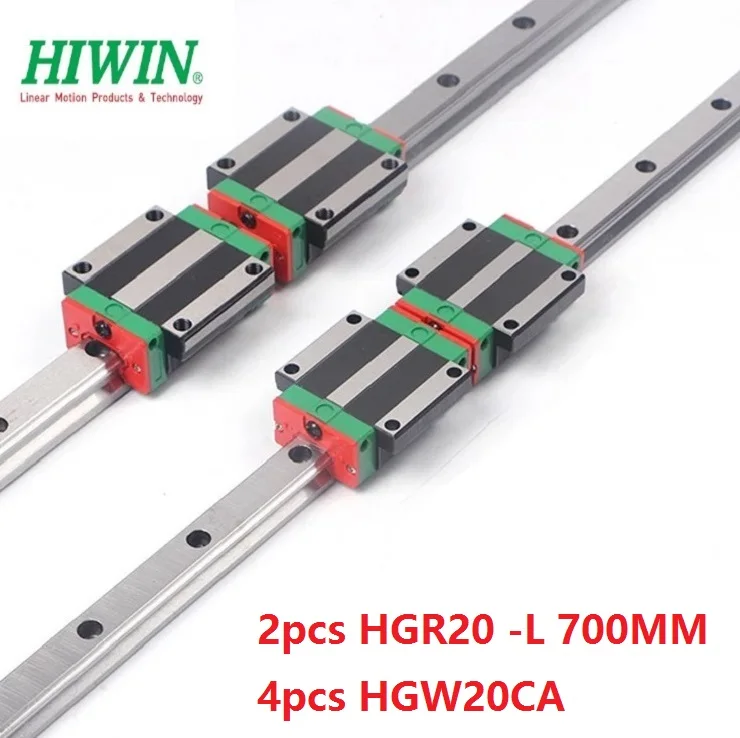 Линейная направляющая HGR20 L 700 мм 2 шт. Тайвань Hiwin + 4 HGW20CA/HGW20CC линейные фланцевые