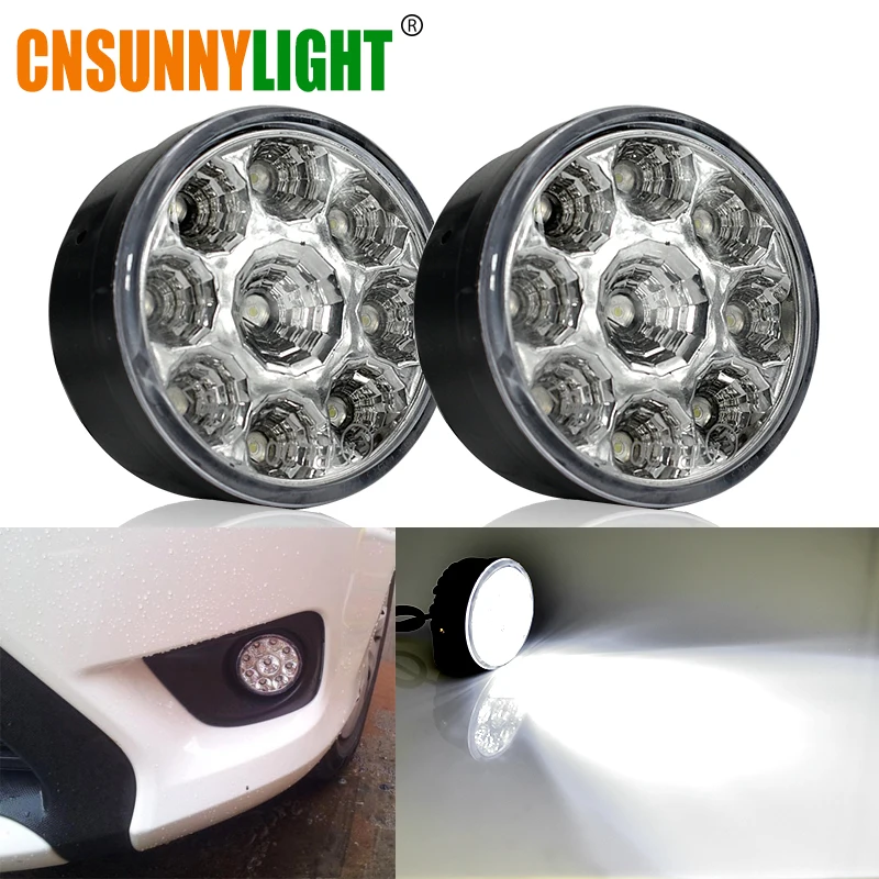 CNSUNNYLIGHT Автомобильные дневные ходовые огни 2 шт. 9 светодиодов дневная лампа для