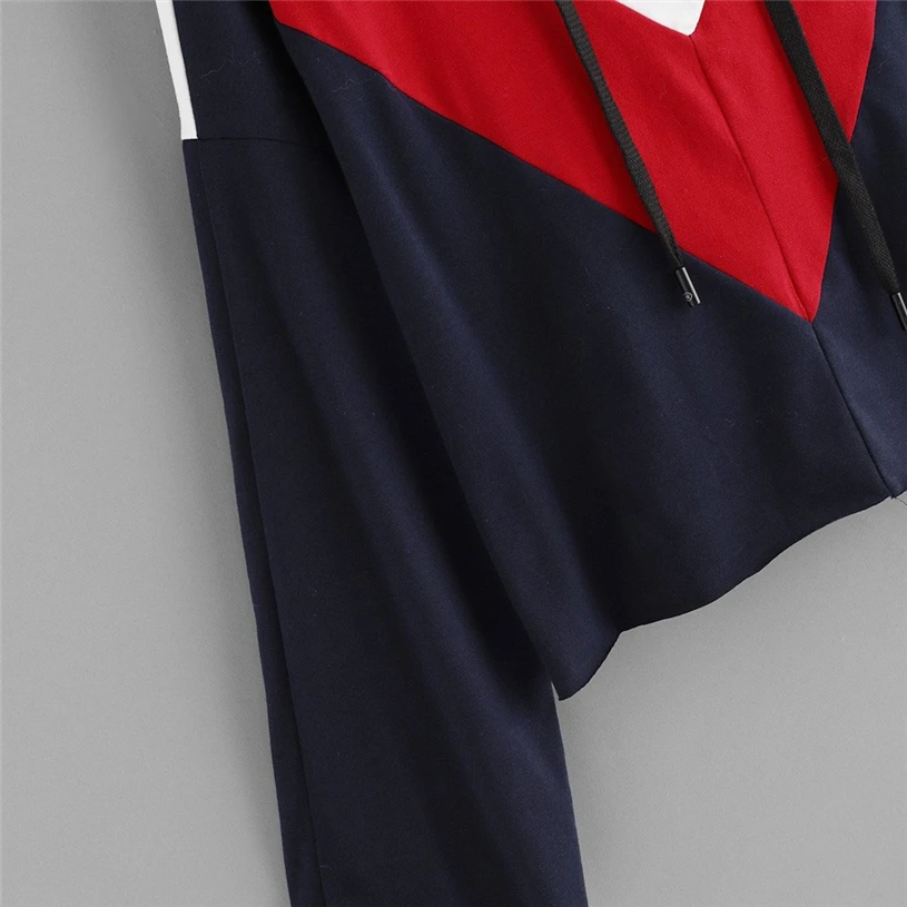 Для женщин с длинным рукавом Colorblock poleras де mujer moda vetement 2018 капюшоном в полоску