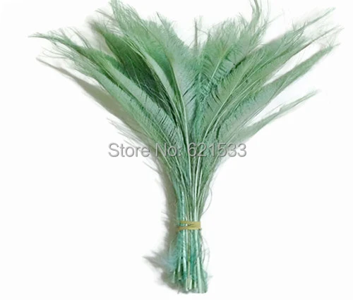 Мятные перья 100 шт./лот аквазеленые отбеленные павлиньи мечи перышки 25 30 см