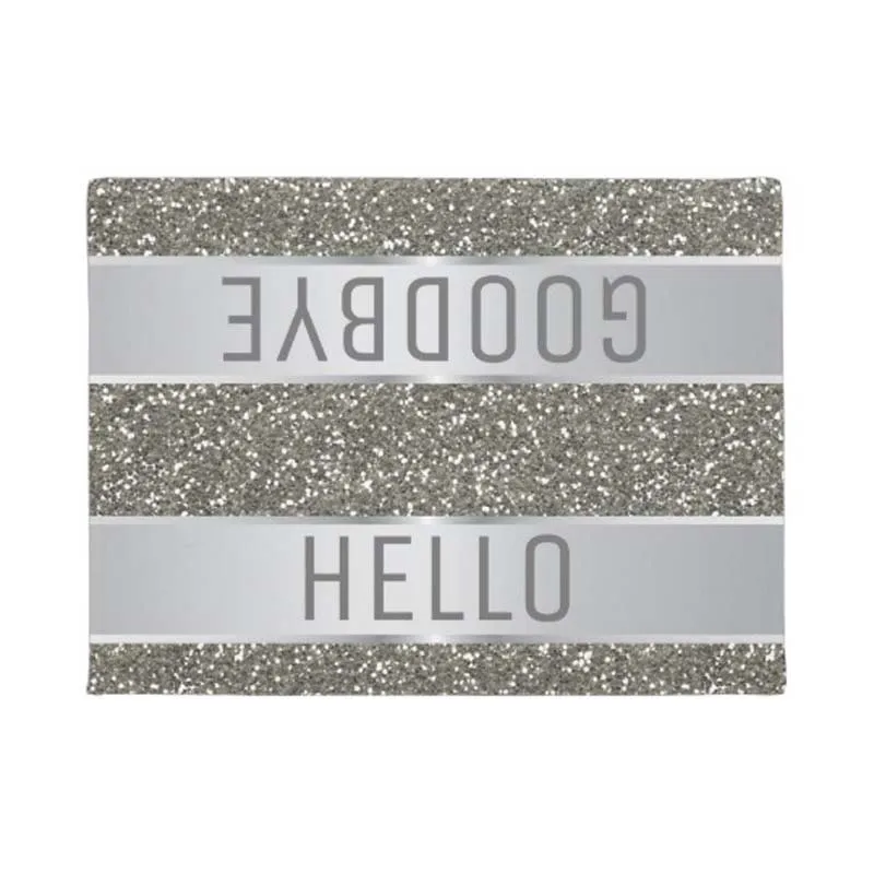 Серебряный Блестящий рисунок Hello Goodbye дверной коврик для украшения дома