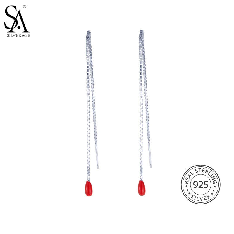 Женские серьги подвески из серебра 925 пробы с Красной глазурью|earrings for|earrings for