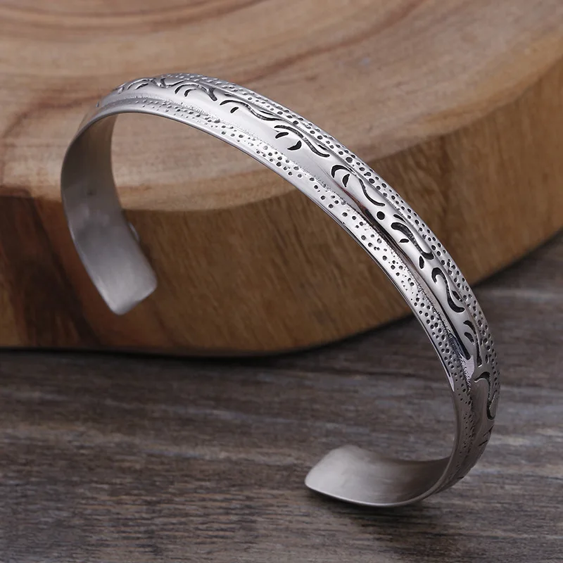 

Stainless Steel Wolf Head Opening Bangle Punk Men's Jewelry