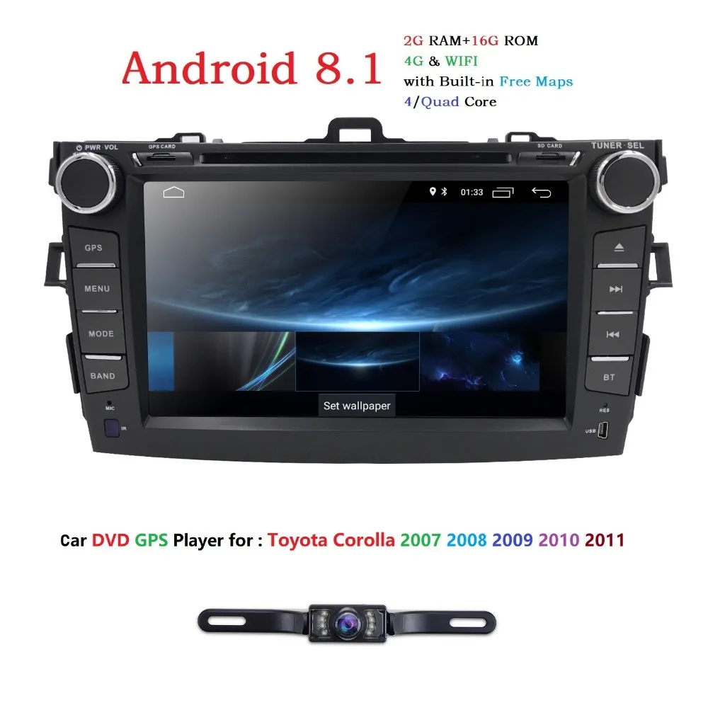 Hizpo Android 8 1 автомобильный Радио плеер для Toyota Corolla 2007 2008 2009 2010 2011 Автомобильный DVD gps