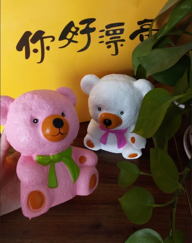 Новый мягкими розовый медведь Kawaii Squishy джамбо сладкий Высокое качество PU