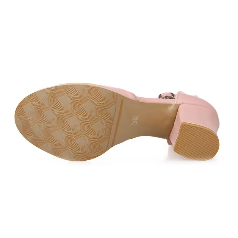 

Fanyuan Concise Buckle Strap Women Sandals Ankle Strap Summer Shoes Open Toe Chunky High Heels Solid Party Dress Sandals
