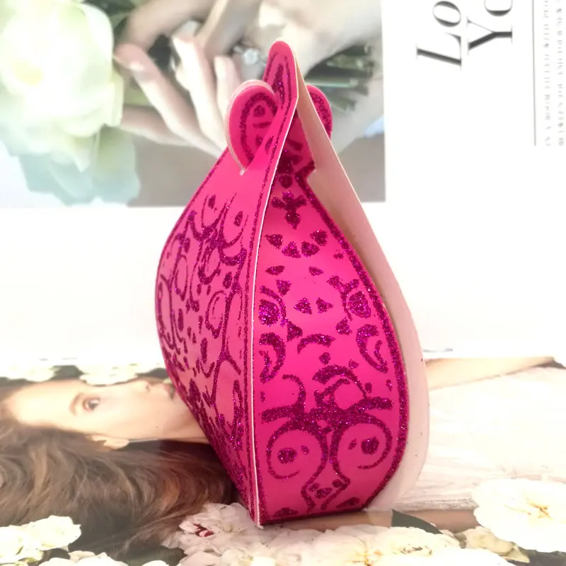 50pcs Rose Red Heart Flower Wedding Paper Gift Jewelry Candy Box Event Party Baquate Favor box | Дом и сад