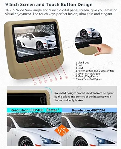 Автомобильные подголовники dvd плееры 9 дюймов Твин Мобильный автомобиль ПК cd DVD