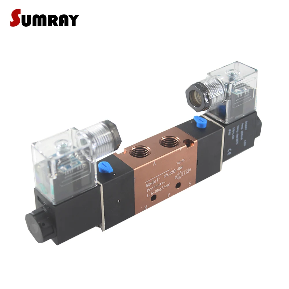 Пневматический Соленоидный клапан с регулировкой потока SUMRAY 4V220-08/4V320-10/4V420-15