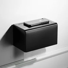 paper box Короткое полотенце из нержавеющей стали, полка для ванной комнаты, стеклянная полка, коробка для туалетной бумаги, аксессуары для ванной комнаты, набор для ванной комнаты, скандинавский черный цвет - Цвет: paper box