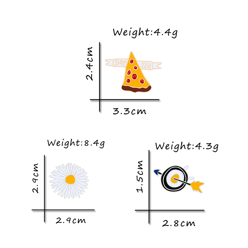 3 шт./компл. белая брошь в виде цветов пиццы стрелы модные женские джинсы куртки с