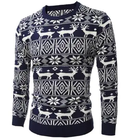 Deer Christmas Sweaters for Man O Neck Casual Pullover Male Sweater Men Jumper Mens Knitwear Sueter Slim Top Winter Sweters
