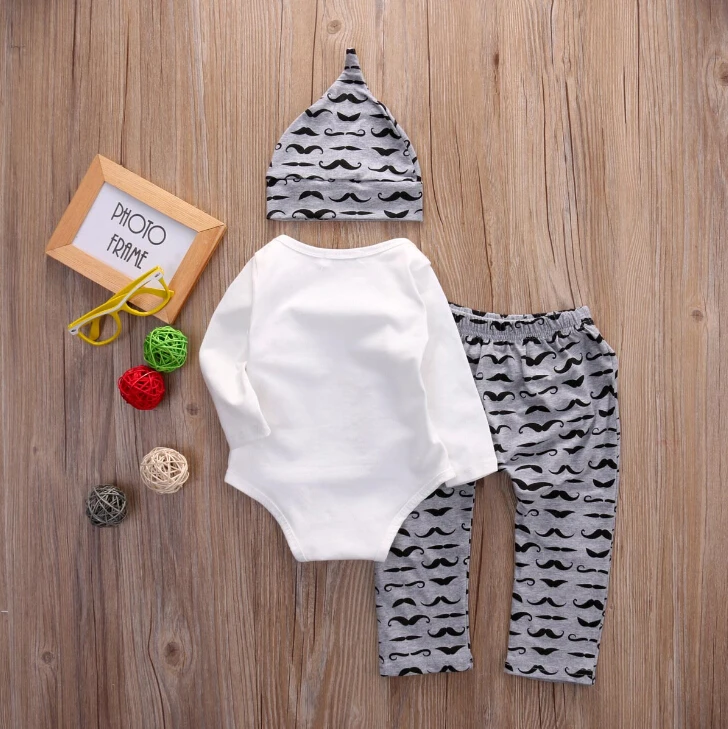 Комплекты одежды для новорожденных мальчиков и девочек топы с бородой футболка