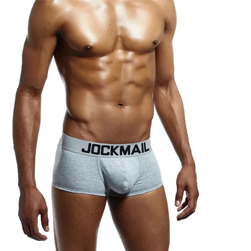 JOCKMAIL, фирменное Мужское нижнее белье, боксеры, трусы, хлопок, u-образный выпуклый мешочек, Cuecas, боксеры, Calzoncillos Hombre, Мужские боксерские шорты для геев, трусы