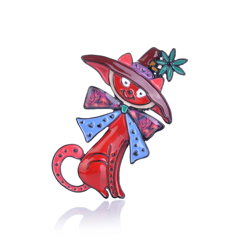 Мужская/женская брошь в форме кошки ведьмы из цинкового сплава | Украшения и