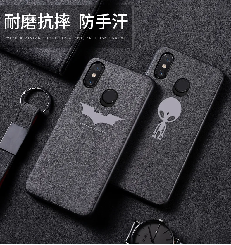 Противоскользящий кожаный меховой чехол для телефона Xiaomi mi 5 6 8 9 mix 2 3 2s max 3 redmi note 7 Marvel Batman чехол с логотипом автомобиля Мягкий край