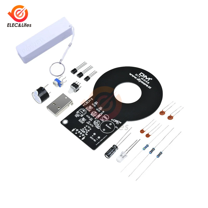 Металлоискатель электронный DIY Kit 18650 USB Мощность банк Зарядное устройство коробка DC 3 V-5 V 60 мм Бесконтактный Сенсор борту модуль детектор металла - Цвет: Белый