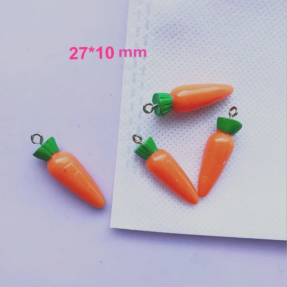 ZALEBABA 10 шт. 3d смолы мини морковь ожерелье талисманы очень милый брелок подвески, ожерелья для DIY серьги