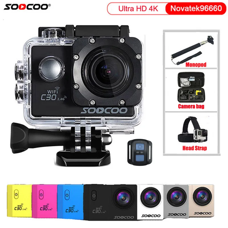 Оригинальная Экшн камера SOOCOO C30 / C30R с дистанционным управлением HD 4K Wifi 1080P 60fps 2 0 LCD