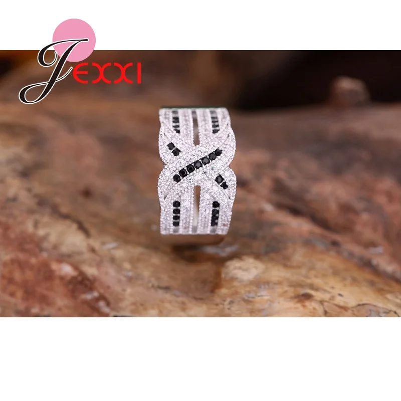 

Hot Luxury Women Wedding Engagement Rings 100% 925 Sterling Silver Jewelry CZ Crystal Ring Vintage Fine Jewelry