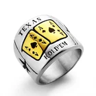 Мужское кольцо для покера, популярный дизайн, винтажные кольца для игральных карт для мужчин, кольцо из нержавеющей стали, техасское кольцо, античное серебряное ювелирное изделие в подарок