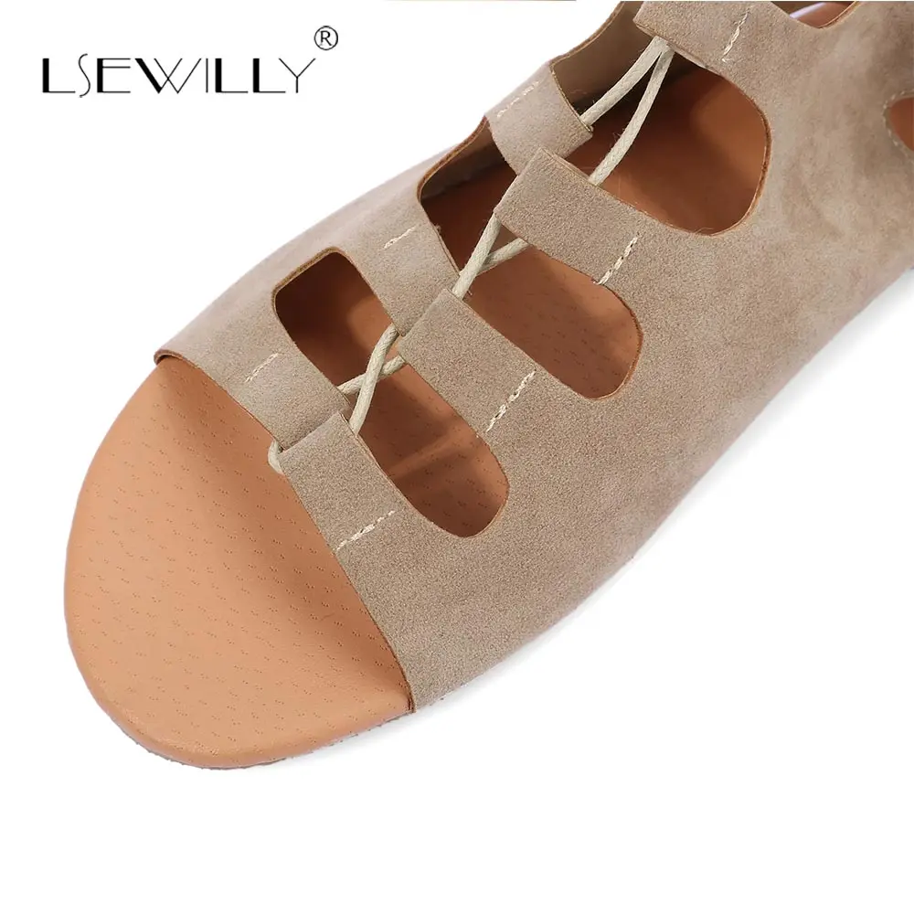 Lsewilly/женские сандалии гладиаторы Высокие Сапоги выше колена Летняя повседневная