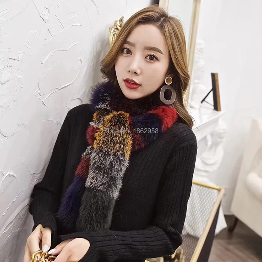 China Post Free Shipping SJ003 NEW Arrival 2019 Winter Top Quality Colorful Factory Wholesale Fox Fur Scarf |