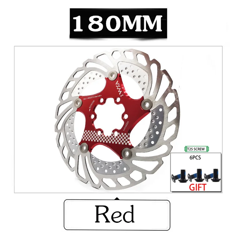 180mm Red VXM Велосипедный тормозной охлаждающий диск плавающий ледяной ротор для MTB шоссейного велосипеда 203 мм 180 мм 160 мм 140 мм охлаждающие тормозные роторы детали велосипеда - Цвет: 180mm Red