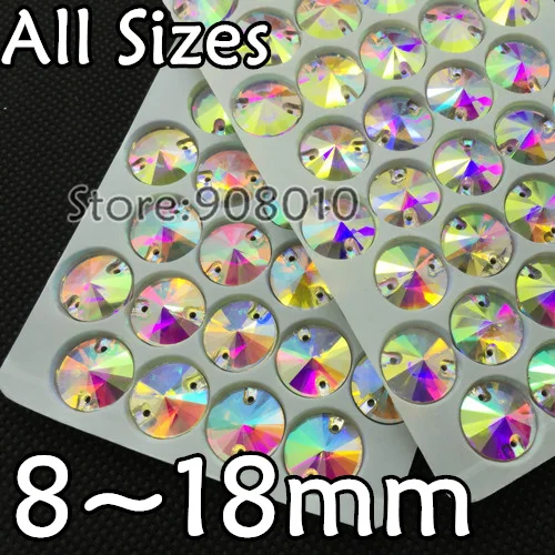 TopStone пришить Стекло Кристалл Круглый Rivoli камень кристально чистый AB 8 мм 10 12 14 16 18 |