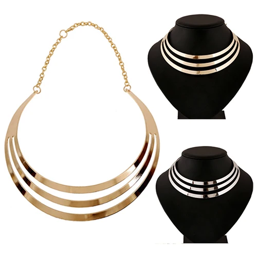 Women's Necklace Exaggerated 3 Layers Semi-Circle Statement Pendant Chain Choker 4QLN 4TS4 | Украшения и аксессуары