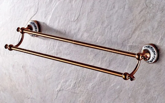 Вешалка для полотенец с двойными направляющими розовое золото латунь настенный