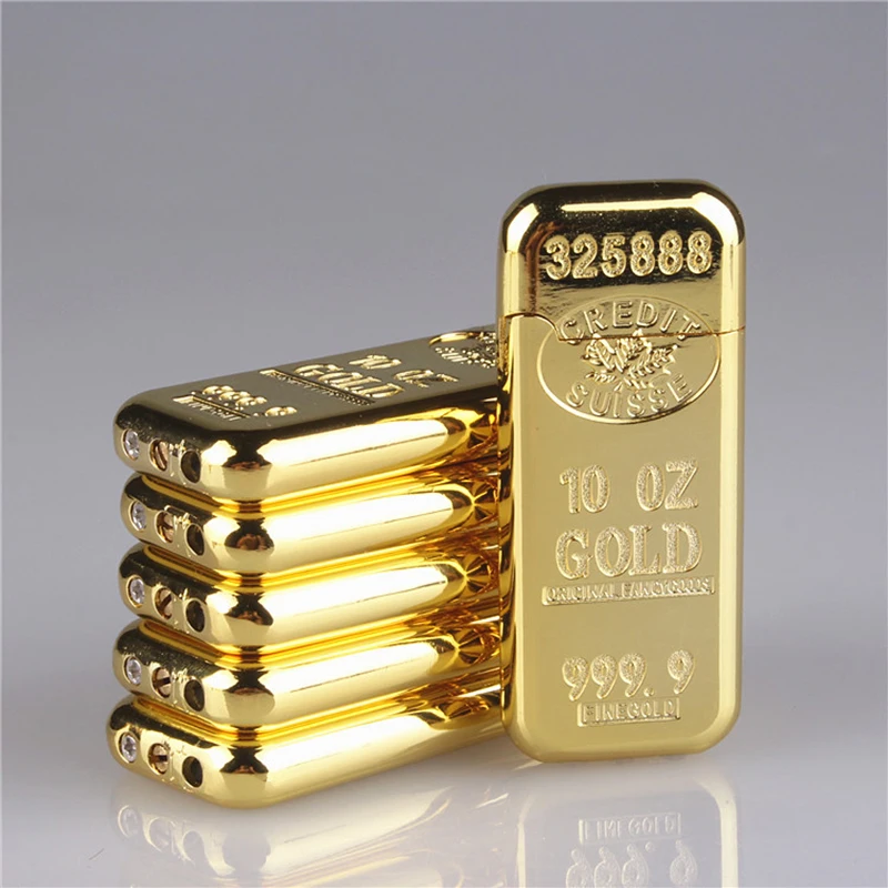 100 шт/партия, форма Bullion, прикуриватель, креативное металлическое колесо-Кресало, газовые зажигалки, бутановый воспламенитель, золото