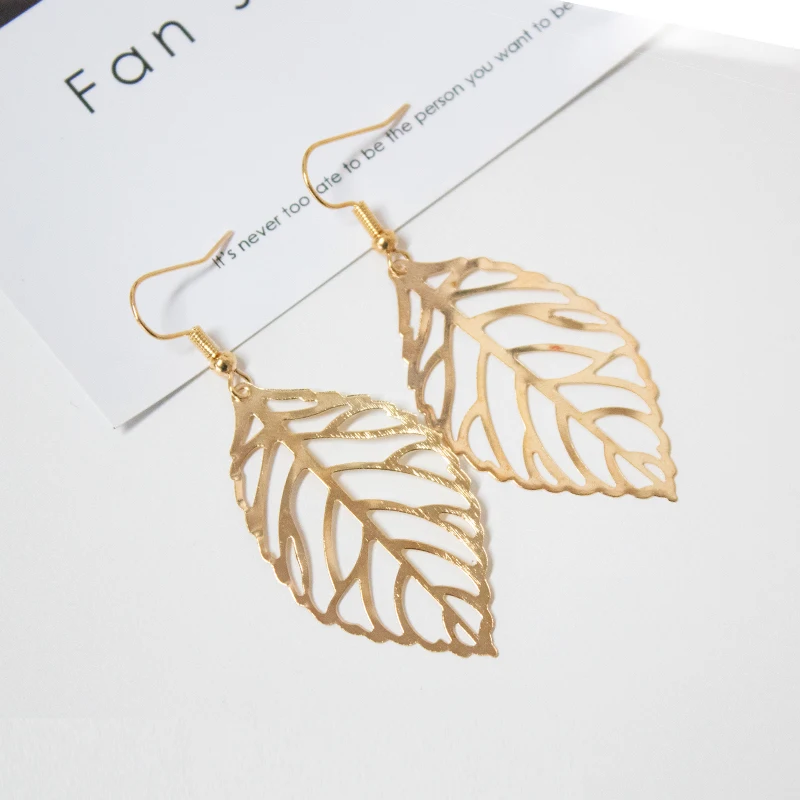 free shipping 5pairs/lot A0001 Pendientes Mujer Hot Fashion Jewelry Hollow Metal Leaves Dangling Long Statement Drop Earrings | Украшения и
