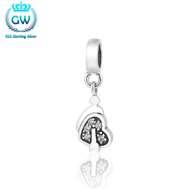 

GW 925 Sterling Silver An Arrow Through The Heart Charm Beads Made With Love Charm Fit Brand Bracelets S152