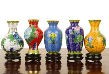 (Распродажа) китайская филигранная эмалированная 3 дюймовая мини ваза Wind Queen с