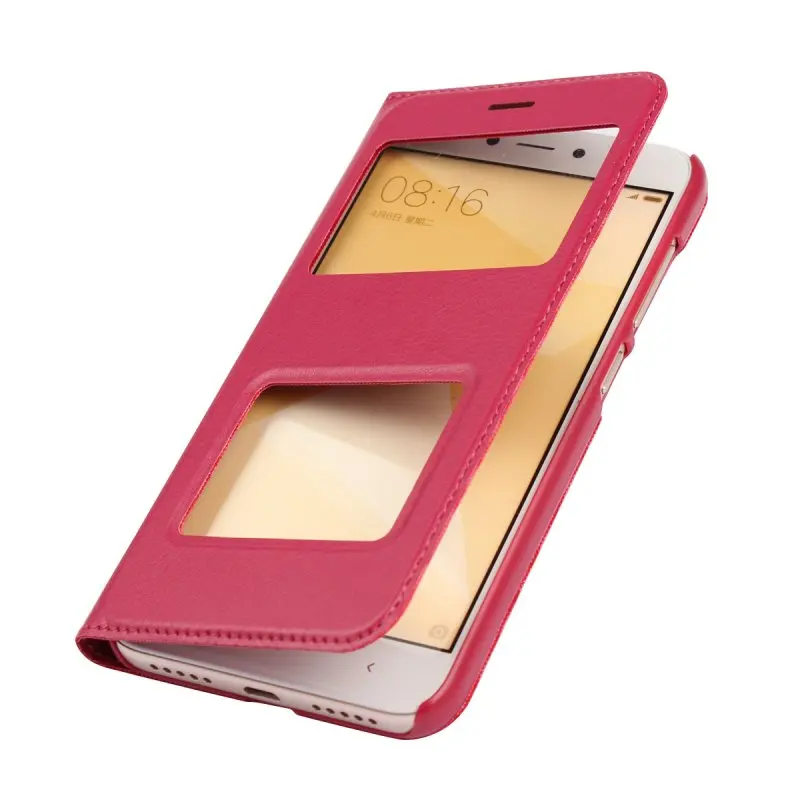 Для Xiaomi Redmi 4X окно Дело откидная крышка Чехлы для Coque Redmi 4 х чехол для телефона слайд ответ кожи Etui hoesje Fundas Capinhas