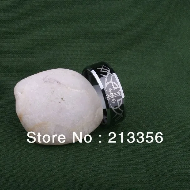 Мужское и женское кольцо из черного вольфрама с перекрестными крыльями 8 мм