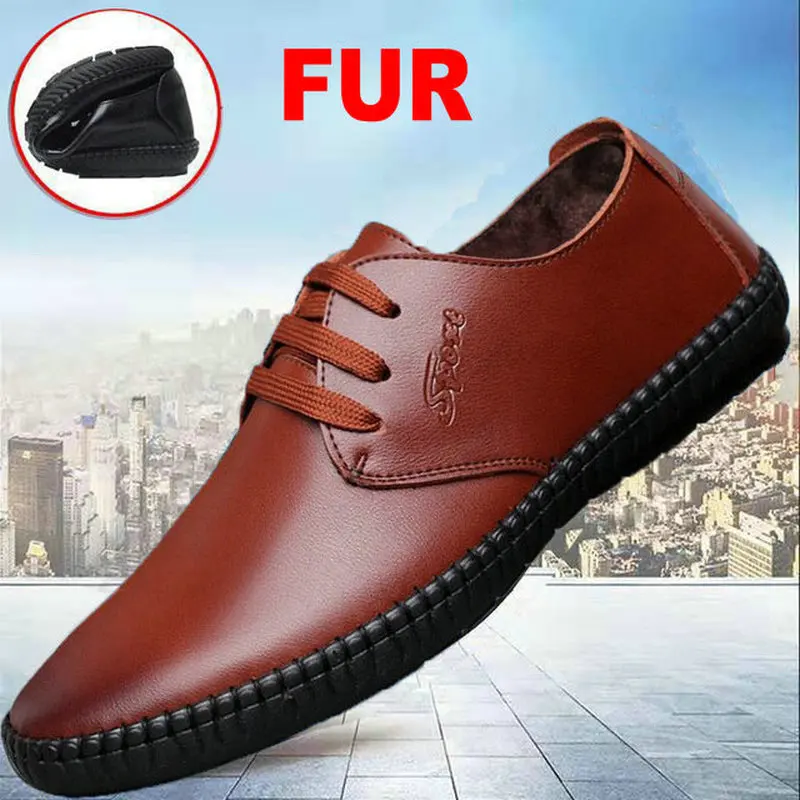 Male winter keep warm with fur Formal Office Business Oxfords shoes Men Fashion flats super soft Men's Casual Shoes OO-8888 | Обувь