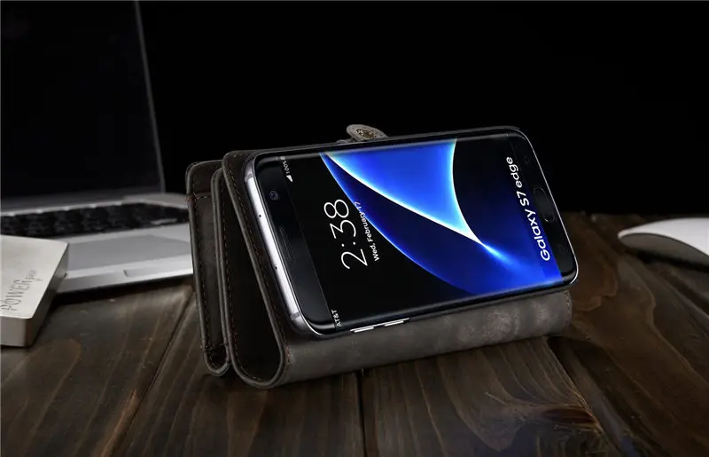 Для Coque samsung s7 edge Ретро Fundas samsung s7 edge съемный чехол-кошелек 2 в 1 съемный кожаный магнитный флип-чехол Чехол