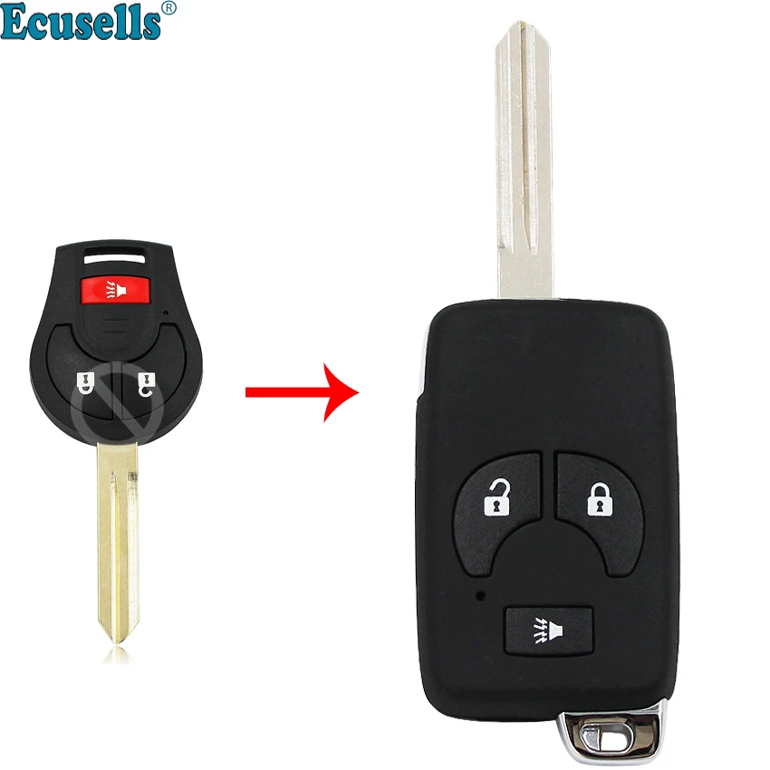 Modifed 2 + 1 кнопки флип дистанционного ключа оболочки чехол Fob для Nissan Note Micra Juke Duke
