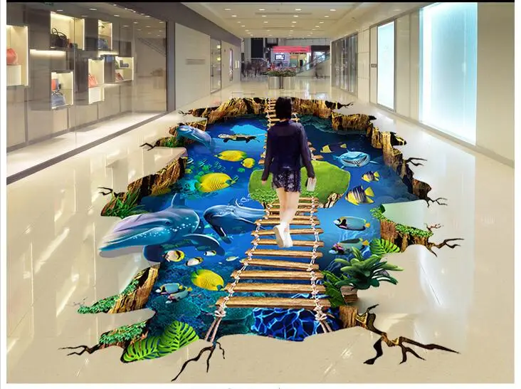 

Настенная 3d-наклейка на пол, самоклеящаяся, с рисунком морского мира