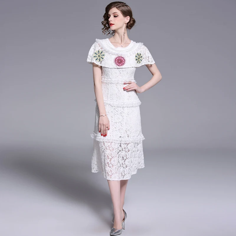 Новое Белое Кружевное вышитое летнее платье богиня готические вечерние платья